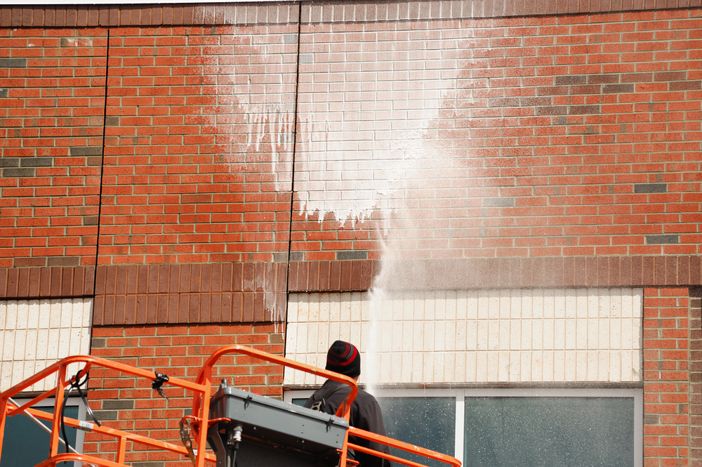 Commercial Pressure Washing a Building